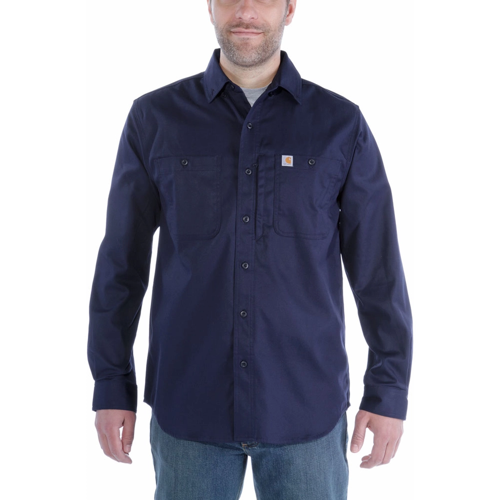Carhartt WIP Mens Rugged Prof Long Sleeve Button Work Shirt - Navy Cotton - Size Small